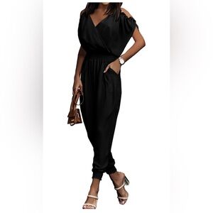 Pretty Garden Black Women’s Jumpsuit Women’s Size L Front Closure 100% Polyester